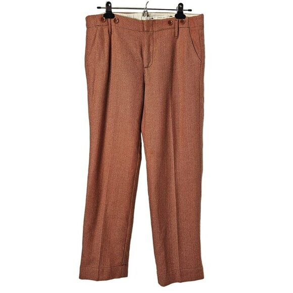 Paper‎ Boy Women's Wool Blend Tweed Herringbone Trousers Pants Orange Size 12 - Picture 1 of 14